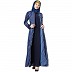 Layered striped abaya- Navy Blue Layered striped abaya- Navy Blue